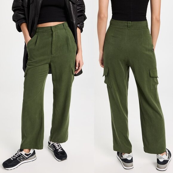 Reformation Women's Jackson High Waisted Trousers Cargo Pants Size 2P Fern - Picture 1 of 10